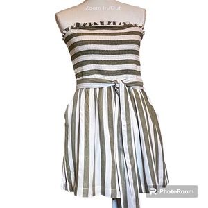 American Eagle Outfitters Striped Jumpsuit - Green and White